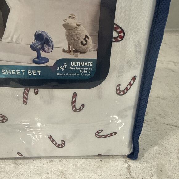 6 Pc CANDY CANES Full Serta Perfect Sleeper Cooling Fabric Sheet Set Christmas - Picture 3 of 6